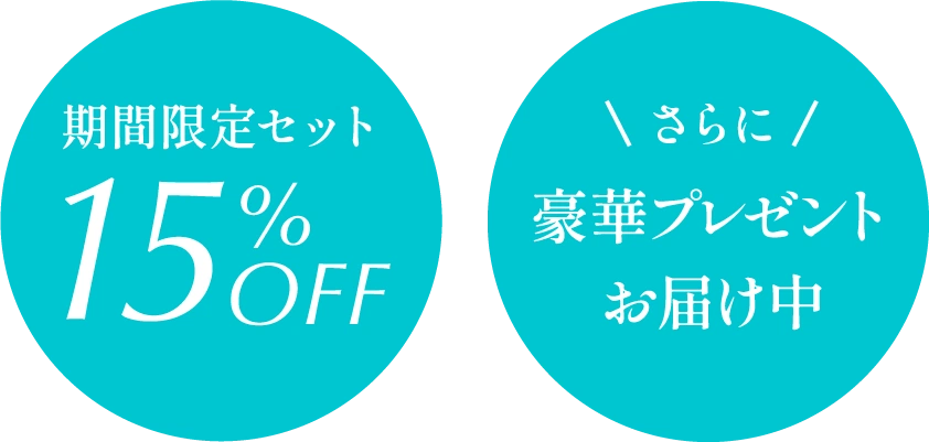 期間限定セット 15%オフ さらに豪華プレゼントお届け中