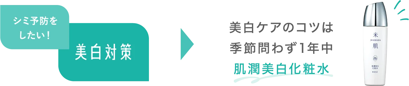 シミ予防したい！美白ケアのコツは季節問わず1年中 肌潤美白化粧水
