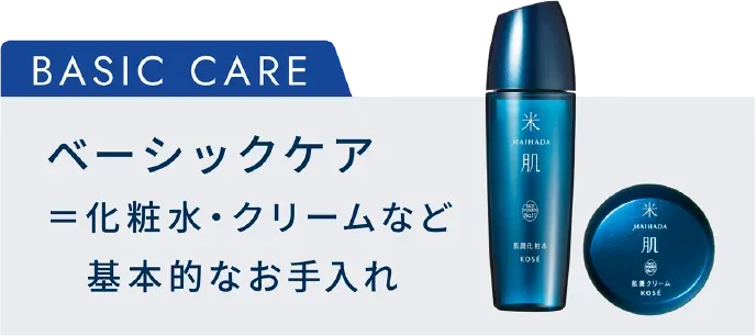 ベーシックケア=化粧水・クリームなど基本的なお手入れ