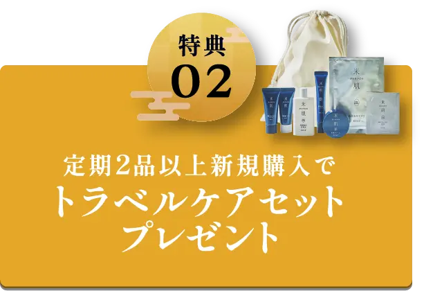 特典2 定期2品以上新規購入でトラベルケアセットプレゼント