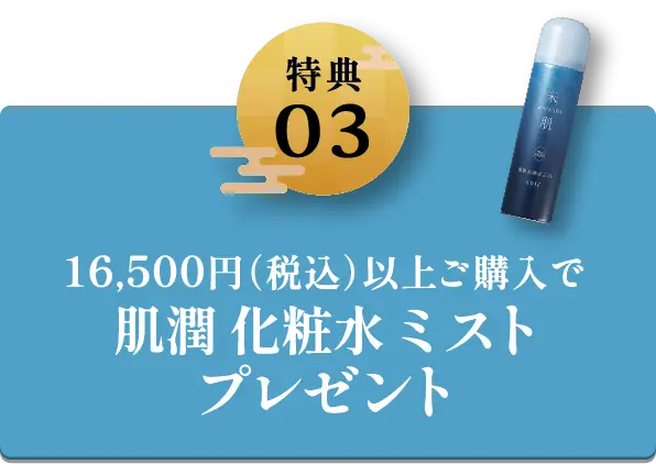 特典3 16,500円(税込)以上ご購入で 肌潤 化粧水 ミスト プレゼント