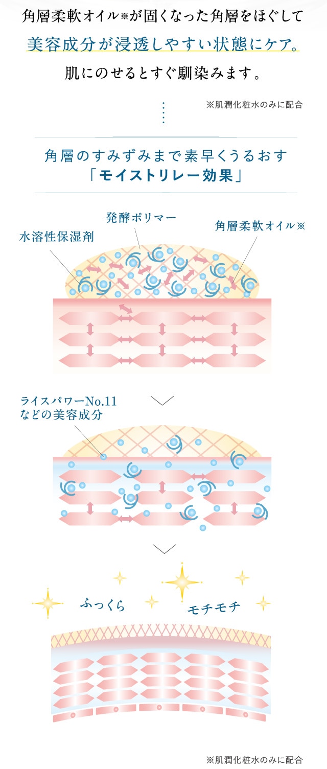 角層のすみずみまで素早くうるおす「モイストリレー効果」